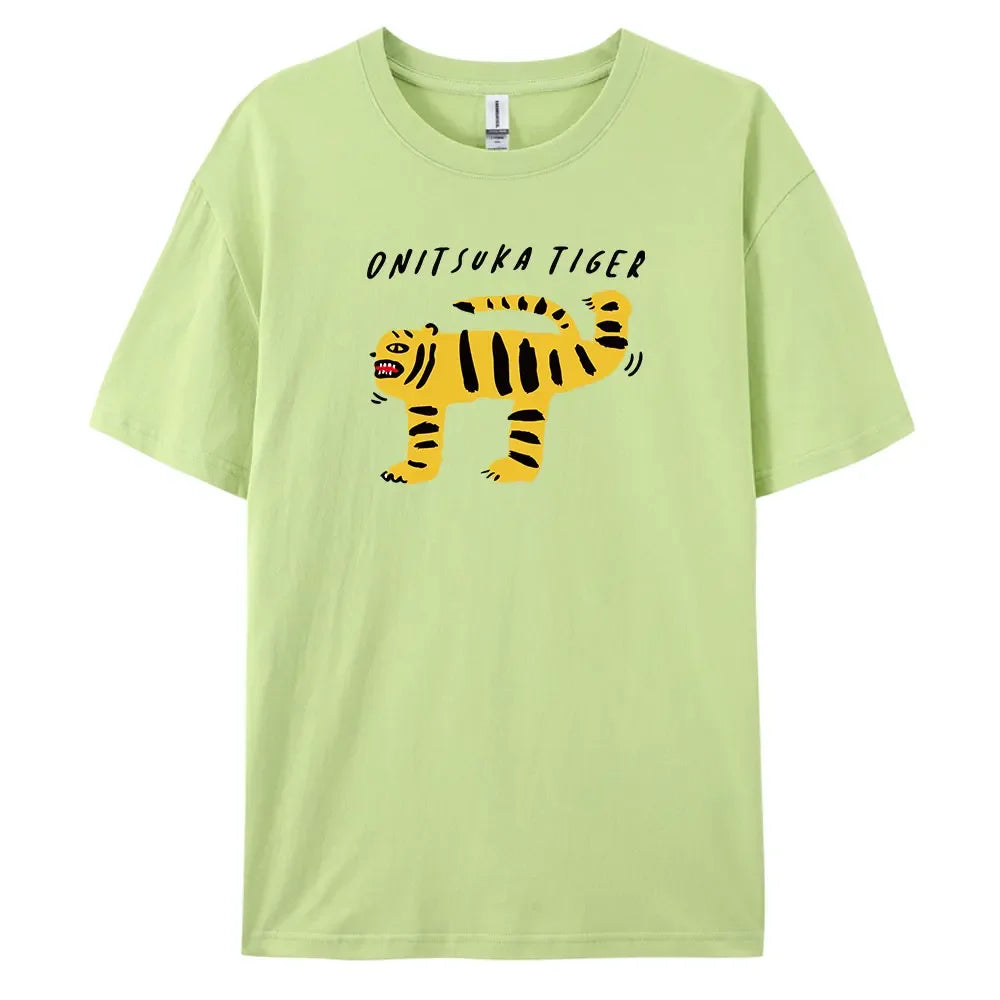 Tiger T-Shirt with Harajuku Style, Short Sleeves and 100% Cotton Fabric for Fashionable Look  Amaijoin