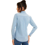 Load image into Gallery viewer, Streetwear Light Blue Cotton Thin Basic Shirts Jeans Woman 2024 Spring Long Sleeve Denim Blouses Ladies Tops Clothes  Amaijoin
