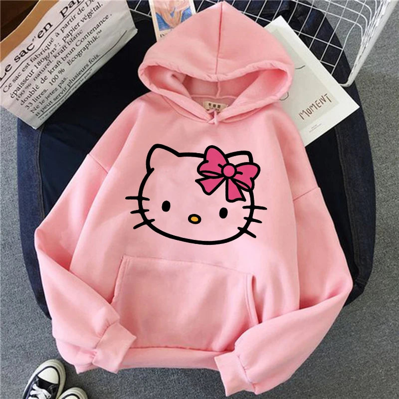 Women 90s Y2k 2000s Hoodies Hello Kitty Hip Hop Hoodie Sanrio Sweatshirt Clothes Tops Sweatshirt Clothing Streetwear  Amaijoin