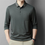 Carregue a imagem no visualizador da Galeria, New Men&#39;s Casual Long Sleeve Polo Shirt Fashion Solid Color Top  Amaijoin
