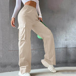 Carregue a imagem no visualizador da Galeria, Womens Cargo Pants Elastic High Waist Wide Leg Trousers Straight Leg Joggers Outfits Baggy Wide Leg Sweatpants Oversized Pants  Amaijoin
