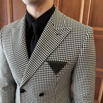 Carregue a imagem no visualizador da Galeria, High Quality PU Splicing Blazers for Men Plaid Casual Business Suit Jackets Slim Fit Wedding Social Banquet Party Dress Coats  Amaijoin
