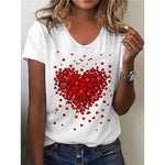 Load image into Gallery viewer, 2023 Summer New Retro Women&#39;s T-shirt Red Heart Fashion 3D Printing Short-sleeved Casual Street Sports O Collar Ladies Shirt  Amaijoin
