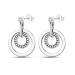 Carregue a imagem no visualizador da Galeria, New Fashion 925 Sterling Silver Double Circle Earrings For Women Shining Zircon Piercing Ear Studs Fine Engagement Jewelry  Amaijoin
