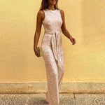 Carregue a imagem no visualizador da Galeria, Spring and summer fashion elegant party jumpsuit round-necked sleeveless button sequins silver dot jumpsuit  Amaijoin
