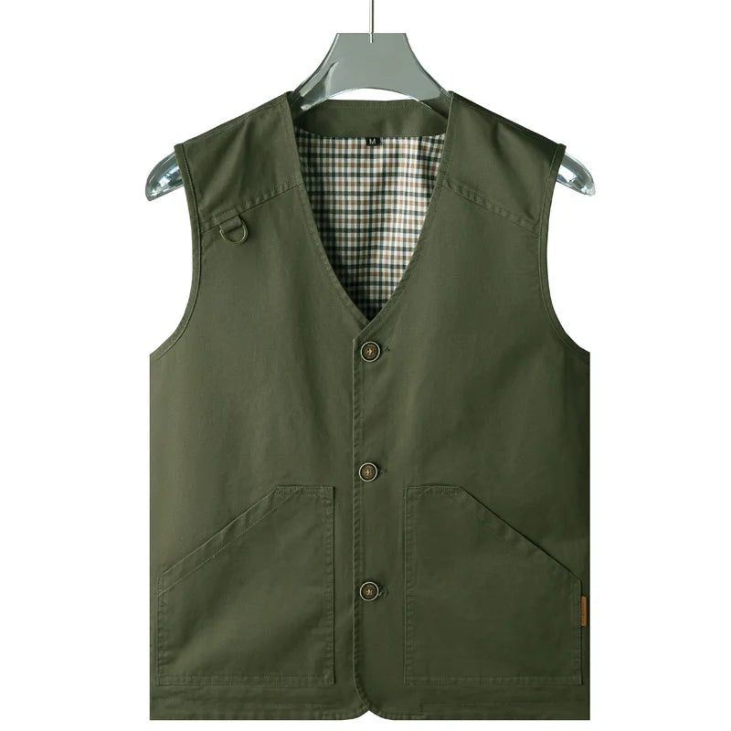 New Summer Waistcoat Cotton Pockets Vest Sleeveless Jacket Plus Size 6XL 7XL 8XL Large Male Travel Coat Spring Tactical Clothing  Amaijoin