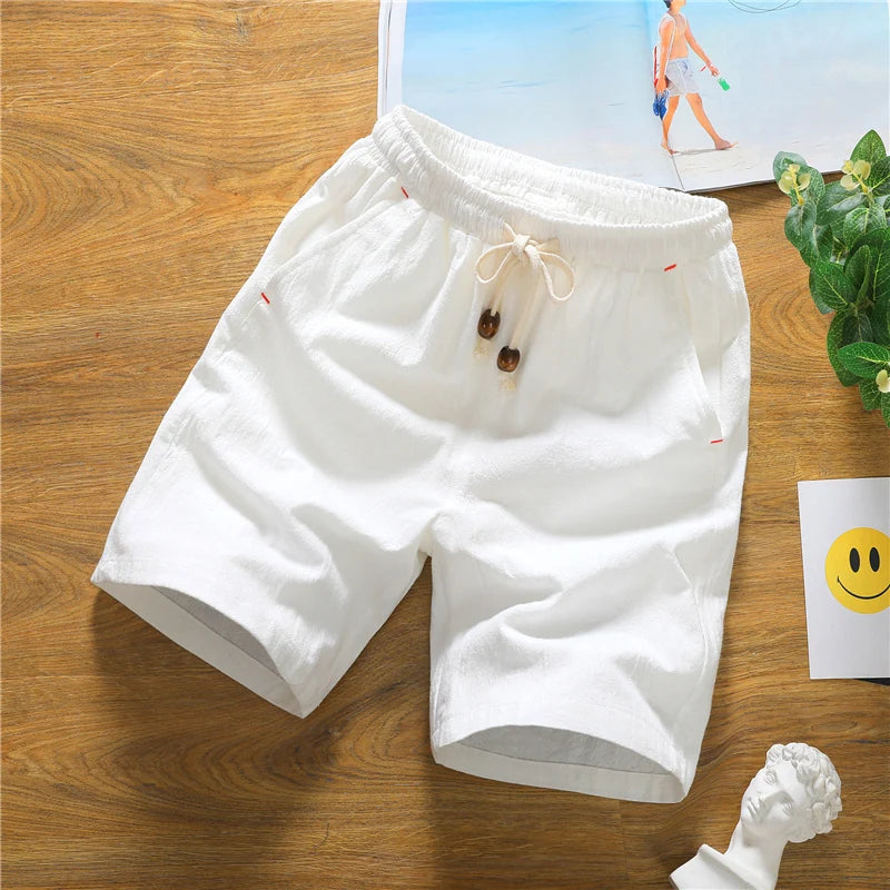 Summer Capris Cotton Hemp Shorts Men's Thin Casual Loose Large Shorts  Amaijoin