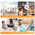 Carregue a imagem no visualizador da Galeria, Selfie Stick with Wireless Bluetooth Remote, Portable 72 Inch Aluminum Alloy Selfie Stick Phone Tripod for iOS Android Cellphone  Amaijoin
