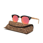 Carregue a imagem no visualizador da Galeria, Kenbo Half Frame Polarized Wood Sunglasses With Case Man Woman Luxury Brand Designer Sun Glasses Male Retro Rivet Mirror Eyewear  Amaijoin
