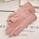 Carregue a imagem no visualizador da Galeria, Women Autumn Winter Cashmere Wool Knit Plush Thick Warm Glove Outdoor Sports Embroidered Touch Screen Cycling Driving Mitten K42  Amaijoin
