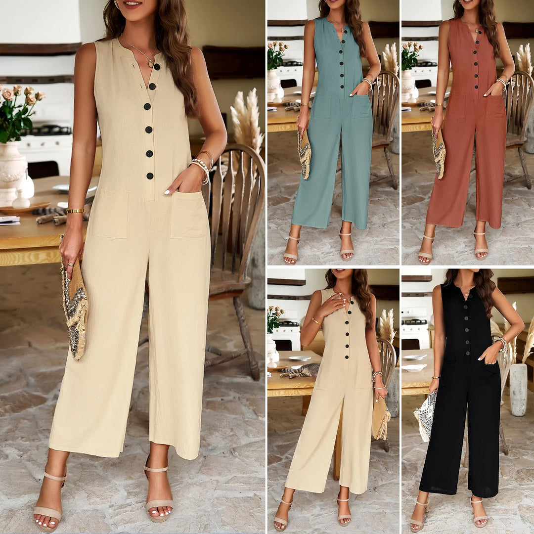 YEAE Temperament Elegant Sleeveless Solid Colour Women's Jumpsuit Spring and Summer Hot Sale Casual Fashion Women's Pants 2024  Amaijoin