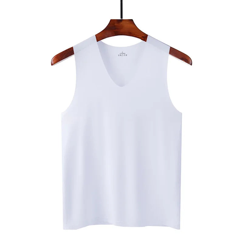 Men's Underwears Undershirts Summer Vest Men Traceless Ice Silk Tank Top Slim Fit Sports Fitness Sleeveless Breathable Singlet  Amaijoin