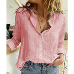 Carregue a imagem no visualizador da Galeria, Elegant Cotton Linen Shirts Women Casual Solid Button Lapel Blouses Shirts Spring Summer Long Sleeve Loose Tops Tunic Blusas  Amaijoin
