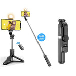 Carregue a imagem no visualizador da Galeria, Wireless Bluetooth Selfie Stick Foldable Portable Tripod with Fill Light Shutter Remote Control for Android iPhone Smartphone  Amaijoin
