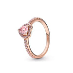 Load image into Gallery viewer, 925 Silver Elevated Red Pink White Blue Green Heart Rose Gold Ring Rings Fro Women Zircon Design Original Sparking Zircon Rings  Amaijoin
