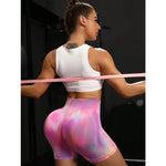 Carregue a imagem no visualizador da Galeria, Women Tie Dye Sporty Shorts High Waist Seamless Gym Yogo Shorts Sexy Rainbow Honey Peach Fitness Workout Running Shorts  Amaijoin
