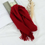 Carregue a imagem no visualizador da Galeria, High Quality 100% Wool Scarf Men Women Solid Color Tassel Autumn Winter Business Versatile Classic Warm Soft Muffler Couples  Amaijoin
