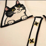 Carregue a imagem no visualizador da Galeria, 2024 Summer Stylish Sweater Women Knit T-shirt Pullovers Cat Embroidery Short Sleeve Tees Tops Fashion Chic Ladies Knitwear  Amaijoin
