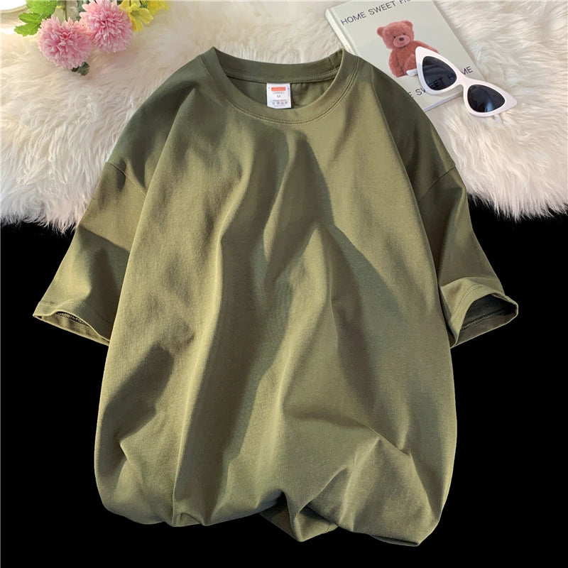 Summer 100% Cotton T Shirts,Short Sleeve Crew Neck Tops,Oversize Tee,Soft T Shirt for Women  Amaijoin