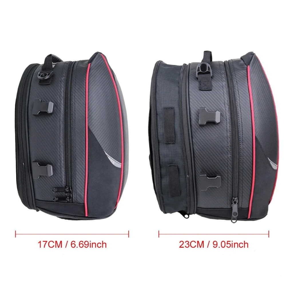 Motorcycle Tail Bag Black Motorbike Waterproof Tail Travel Rider Luggage Rear Back Seat Bag Large Capacity Saddle Bag  Amaijoin