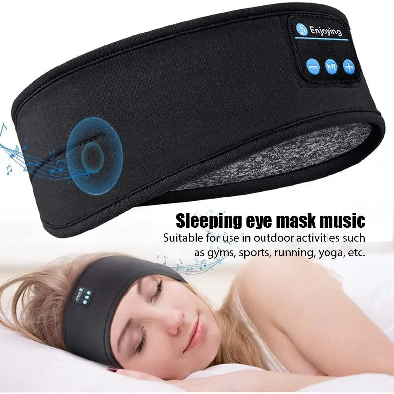 Fone Bluetooth Earphones Sports Sleeping Headband Elastic Wireless Headphones Music Eye Mask Wireless Bluetooth Headset Headband  Amaijoin