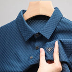 Carregue a imagem no visualizador da Galeria, Luxury fashion waffle short sleeve T-shirt men&#39;s 2023 summer high-end brand ice silk breathable casual business lapel polo shirt  Amaijoin
