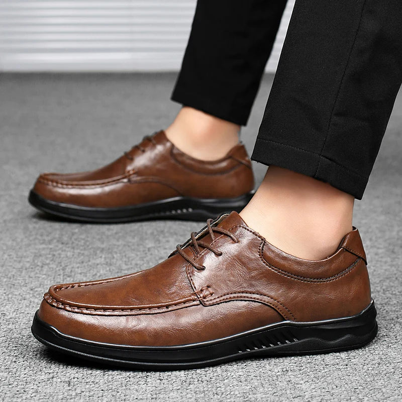 Business Leather Shoes Men's Lace Up Oxford Shoes Men's Lace-Up Shoes Classic Thick Sole Pointed Toe Designer Men's Casual Shoes  Amaijoin