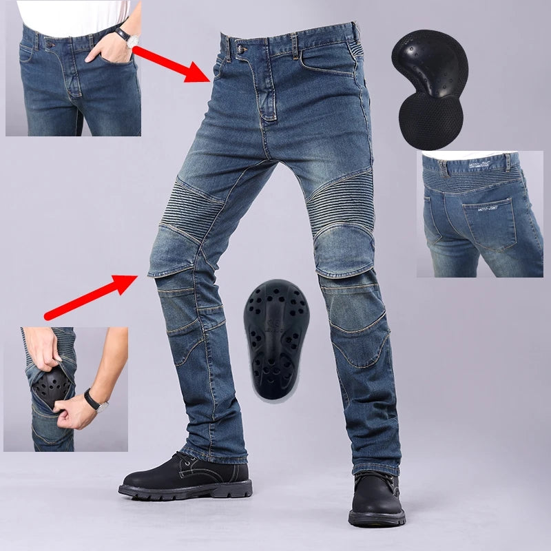 New Four Seasons Motorcycle Slim Fit Elastic Cycling Pants Motorcycle Jeans Retro Fashion Jeans Racing Off Road Anti Drop Pants  Amaijoin