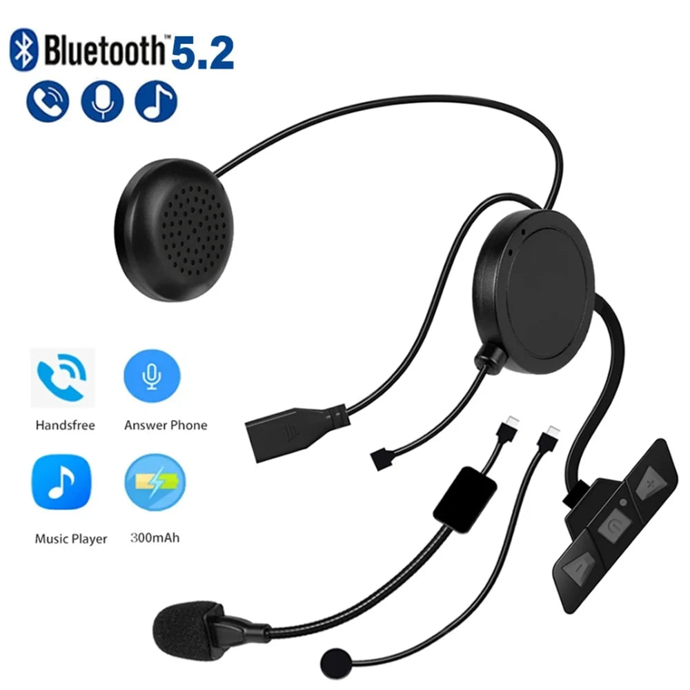 Bluetooth 5.2 Motorcycle Helmet Headset Wireless Handsfree Stereo Music Player Moto Headphone Noise Reduction Earphone With Mic  Amaijoin