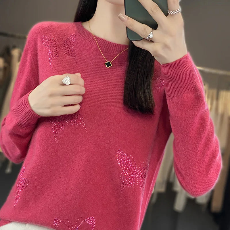 2024 New Cashmere Sweater Women O-Neck Fashion Pullover Winter And Autumn Basic Cashmere Sweater Women  Amaijoin