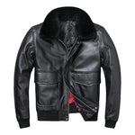 Carregue a imagem no visualizador da Galeria, Plus Size Bust 140cm Bomber Men Genuine Leather Jacket Natural Fur Collar Classic Casual G1 Real Cowhide Mens Coat Winter Warm  Amaijoin
