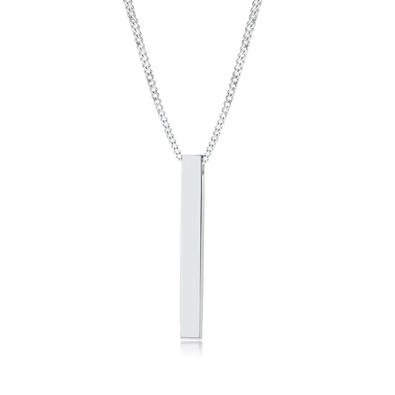 Vnox 3D Vertical Bar Necklaces for Men, Layering Stainless Steel Geometric Pendant, Layered Wheat Rope Cuban Chain, Boy Collar  Amaijoin