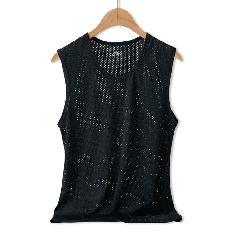 Men Vest Ice Silk Quick-drying Bodybuilding Tank Fitness Muscle Mesh Breathable Sleeveless T-Shirts Casual Sport Tops Undershirt  Amaijoin