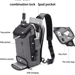 Carregue a imagem no visualizador da Galeria, Men Anti-theft Lock Multifunction Shoulder Bags USB Charging Sling Crossbody Travel Messenger Chest Bag Pack For Male  Amaijoin
