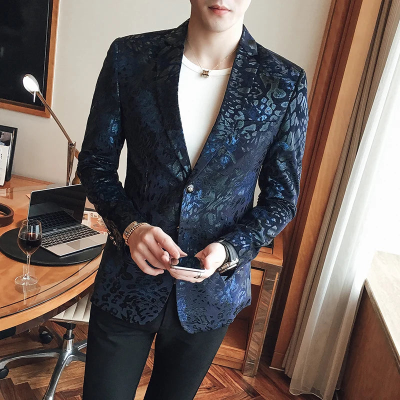 Fashion Casual Two Buttons Blazers For Men Luxury Draping Cutting Banquet Party Suits Soft Comfortable Gentleman Terno Masculino  Amaijoin