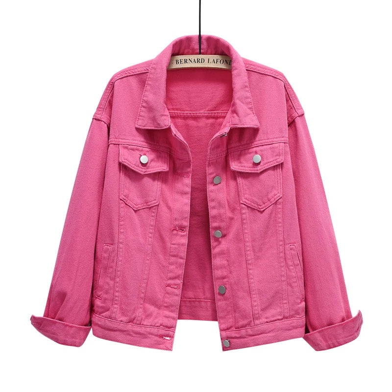 2024 Spring New Denim Jacket For Women Casual Tops Short Coat Female Solid Jean Jackets Fashion Cotton Loose Outerwear  Amaijoin