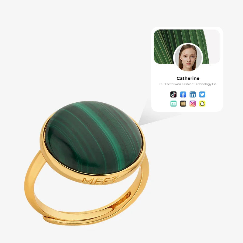 totwoo MEET Malachite Smart Ring(18K gold plated silver),Daily information sharing,A nice gift  Amaijoin