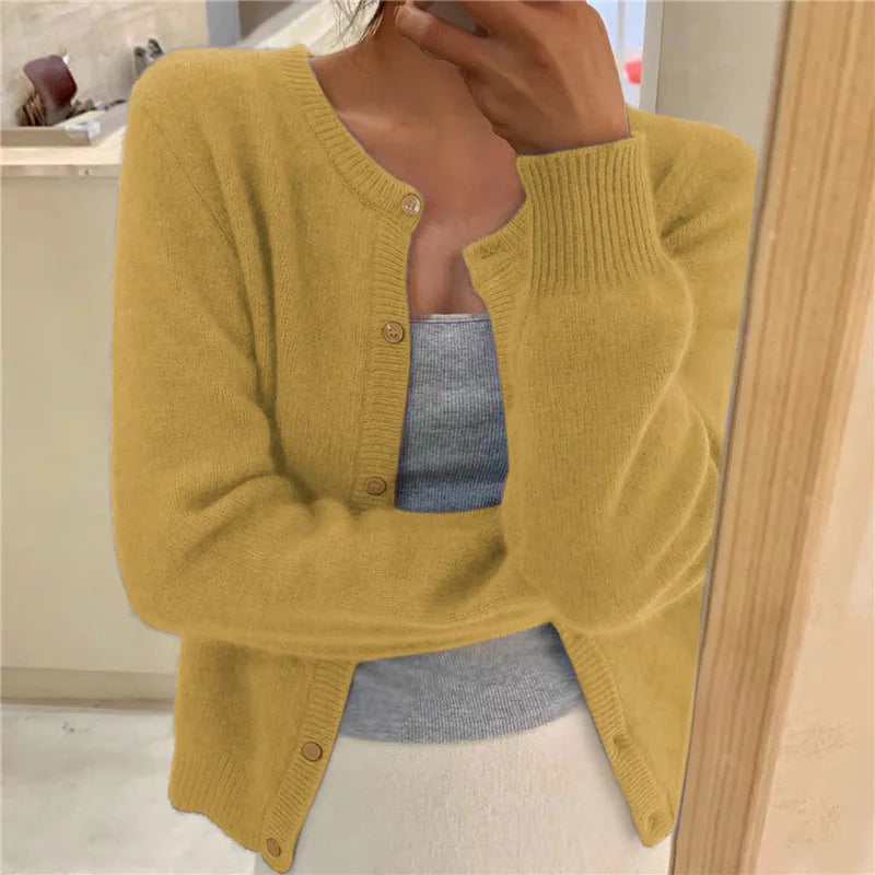 2024 Spring Autumn New  Collar Sweater Design Sensibility Knitted Cardigan Top Unique Spring Knitwear Base Layer Top  Amaijoin