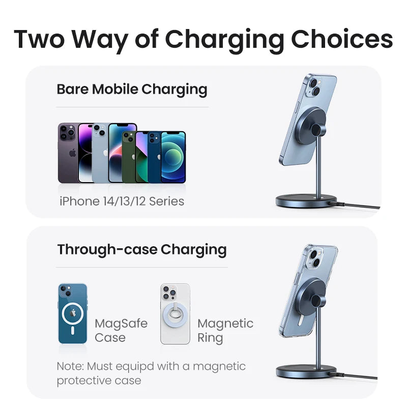 UGREEN Magnetic Wireless Charger Stand 20W Max 2-in-1 Charging Stand For iPhone 15 14 Pro Max/iPhone 13/AirPods Fast Charger  Amaijoin