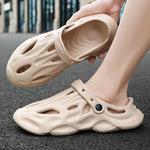 Carregue a imagem no visualizador da Galeria, New Men&#39;s Slippers Summer Soft EVA Beach Hole Shoes Outdoor Women&#39;s Slippers Anti Slip Designer Personalized Hollow Shoes 36-45  Amaijoin
