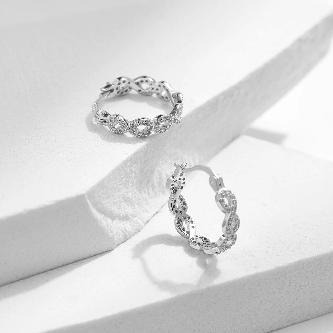 MODIAN Solid 925 Sterling Silver Infinite Love Sparkling CZ Hoop Earrings Original Design For Women Wedding Fine Jewelry Gifts  Amaijoin