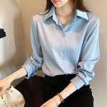 Carregue a imagem no visualizador da Galeria, Black Chiffon Shirts For Women Spring NEW Solid Long Sleeve Shirts Korean Fashion Ladies Blouse Simple Female Clothing Tops  Amaijoin
