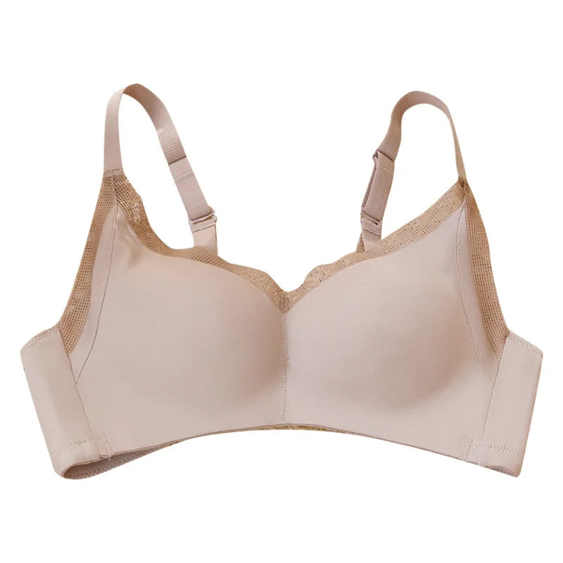 BirdTree Lining 100%Real Silk Solid Bra, Women Traceless Mesh,  Wire Free Soft Comfort Underwear, 2024 Spring Summer P41954QC  Amaijoin