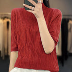 Carregue a imagem no visualizador da Galeria, Spring and Summer2023 New Women&#39;s Half-high collar Short-Sleeved Exquisite Cashmere Sweater Pullover  Amaijoin
