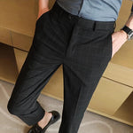 Carregue a imagem no visualizador da Galeria, High-quality Belt Design Slim Fit Suit Pants Men Slim Fit Casual Trousers Solid Color Business Dress Pants Wedding Party Costume  Amaijoin
