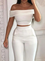 Carregue a imagem no visualizador da Galeria, 2024 Spring Fashion Two Piece Set Women Casual Solid Slim Short High Waist Long Pants Office Lady Suits Summer Clothes for Women  Amaijoin
