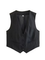 Carregue a imagem no visualizador da Galeria, XNWMNZ 2024 Women Fashion Front Buttons Cropped Waistcoat Vintage V Neck Sleeveless Versatile Female Vest Chic Tops  Amaijoin
