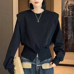 Carregue a imagem no visualizador da Galeria, Fashion O-Neck Spliced Zipper Solid Color Sweatshirts Female Clothing 2023 Autumn Winter Loose Korean Tops Casual Sweatshirts  Amaijoin
