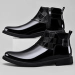 Carregue a imagem no visualizador da Galeria, New Men&#39;s Casual Patent Leather Luxury Chelsea Boots Business Shoes Mens Designer Brand Formal Dress Shoes for Men Ankle Boots  Amaijoin
