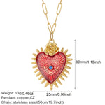 Carregue a imagem no visualizador da Galeria, Boho Heart Evil Blue Eye Necklace for Women Collares Cute Sun Butterfly Gold Color Pendant Long Stainless Steel Chains Choker  Amaijoin
